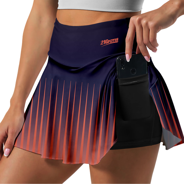  Women's Running Shorts Running Skirt Athletic Skorts Summer Bottoms Color Gradient Stripes Quick Dry Moisture Wicking 3D Print 2 in 1 Side Pockets Dark Purple / Stretchy / Athleisure / High Waist