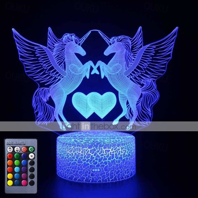  Unicorn 3D Night Light for Kids Illusion Lamp Kids 16 Colors Changing Lamp Smart Touch Remote Control Party Supplies as Birthday Xmas Gift Idea for Girls Boys