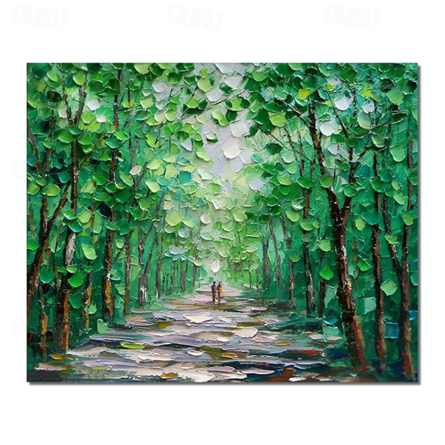  Oil Painting Handmade Hand Painted Wall Art Green Scenery Abstract Pictures Home Decoration Decor Stretched Frame Ready to Hang
