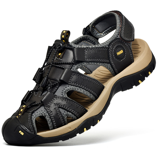  Bărbați Pantofi de drumeție Pantofi de Mers Sandale Absorbție de șoc Respirabil Purtabil Ușor Camping / Drumeții Drumeție Alpinism Piele Vară Negru Maro Albastru / Vârf rotund