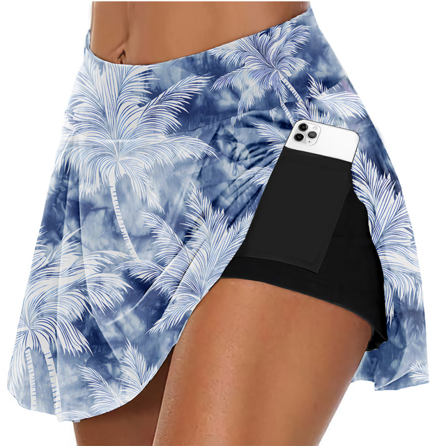  21Grams® Γυναικεία Ψηλή Μέση Αθλητικό Skort Φούστα για τρέξιμο 2 in 1 Pantaloni Scurți de Alergat Αθλητικό Παντελόνια Φούστες 3D εκτύπωση 2 σε 1 Πλαϊνές τσέπες Καλοκαίρι / Ελαστικό / Γρήγορο Στέγνωμα