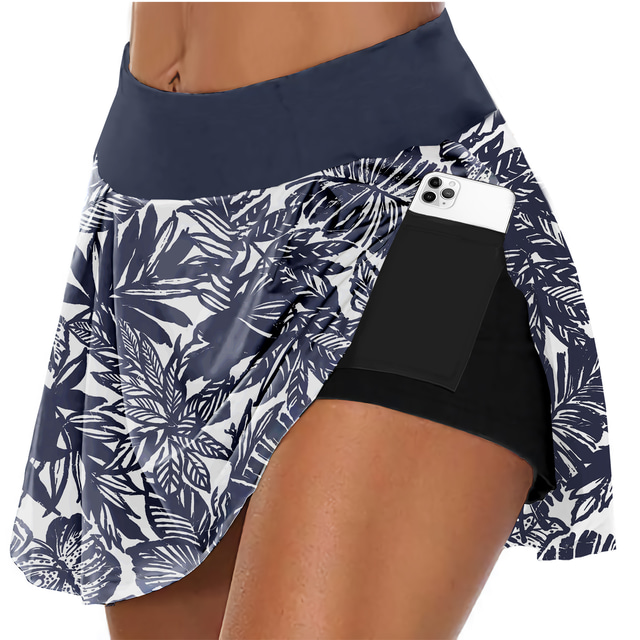  21Grams Women's Running Skirt Athletic Skorts 2 in 1 Running Shorts with Built In Shorts 3D Print 2 in 1 High Waist Bottoms Athletic Athleisure Fitness Gym Workout Running Breathable Quick Dry