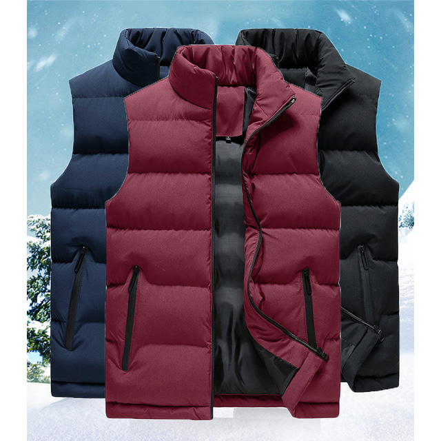  mænd letvægts dunvest sport puffer jakke vandrevest ærmeløs overtøj vest frakke top udendørs mode termisk varm åndbar svedtransporterende vinter blå sort rød jagt