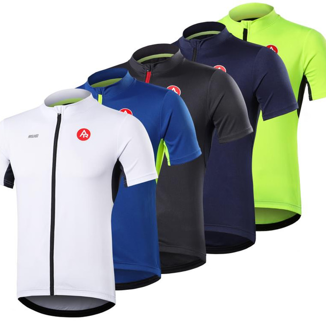  Men's Cycling Jersey Short Sleeve Jersey Dark Grey White Green Anti-Slip Quick Dry Soft Sports Clothing Apparel / Micro-elastic