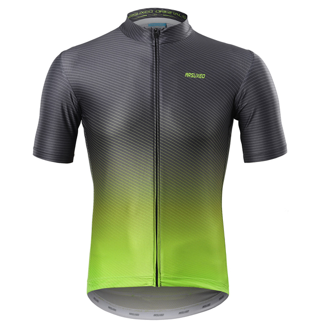  Men's Cycling Jersey Short Sleeve Gradient Jersey Black Yellow Dark Purple Breathable Reflective Strips Back Pocket Sports Clothing Apparel / Micro-elastic