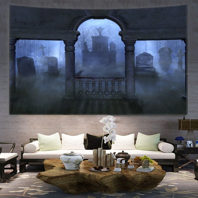 Tapestry Spooky Skull Scary Pattern Wall Hanging Tapestry Wall Carpet