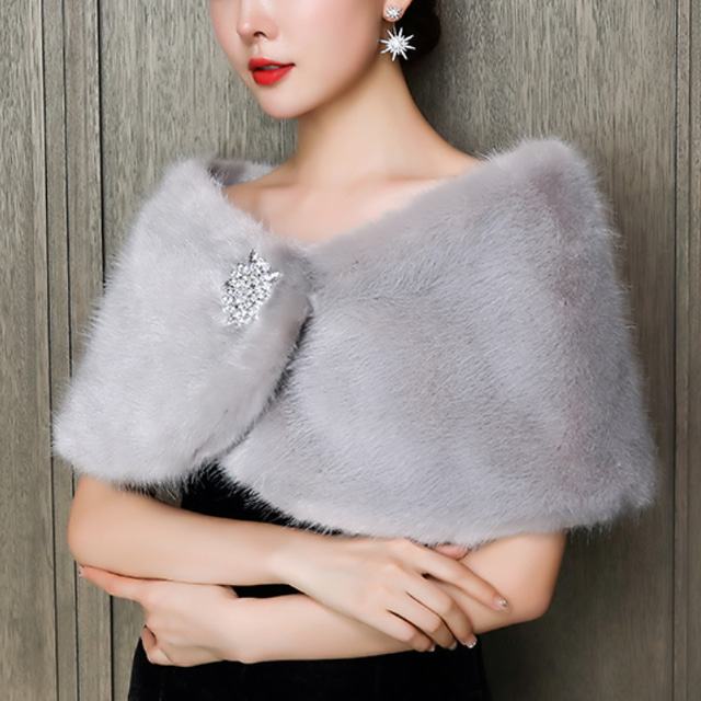  envoltório de pele sintética envoltório feminino bolero feminino elegante sem mangas envoltório de casamento de outono de pele sintética com strass para o outono diário