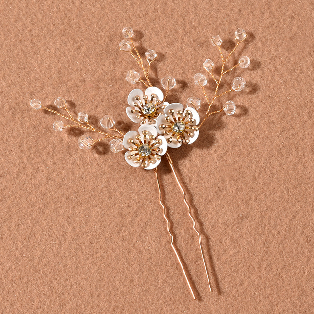  Flowers Headdress Headpiece Alloy Wedding Special Occasion Cute Romantic With Flower Crystals / Rhinestones Headpiece Headwear