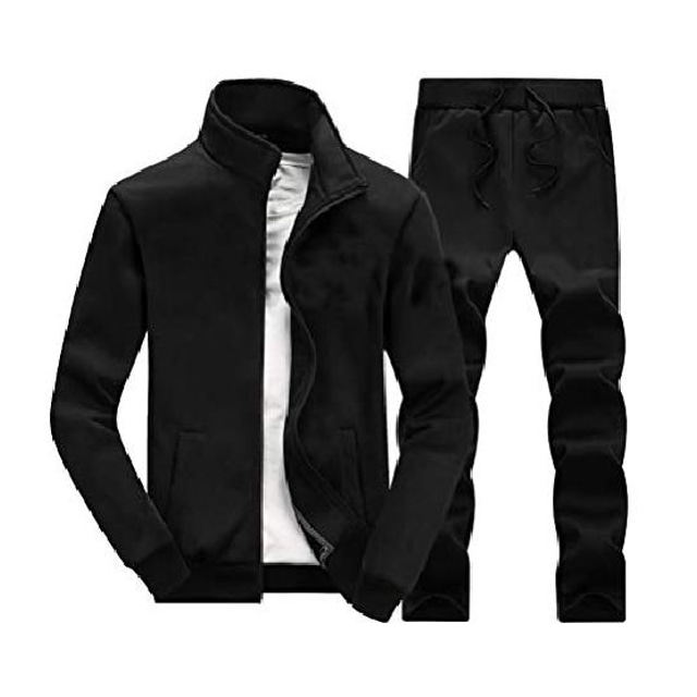  mænds træningssæt sæt 2 -delt fuld lynlås atletisk sweatshirt outfit løb jogging sport jakke og bukser sæt