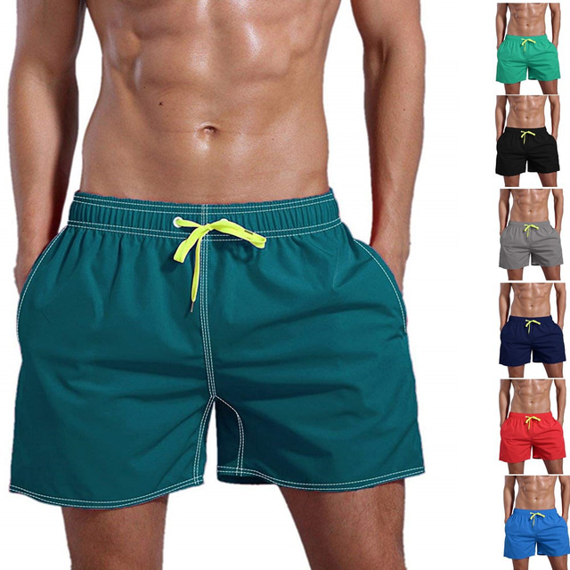  Men's Swim Trunks Swim Shorts Quick Dry Board Shorts Bottoms Mesh Lining with Pockets Drawstring Swimming Surfing Beach Water Sports Solid Colored Summer / Stretchy