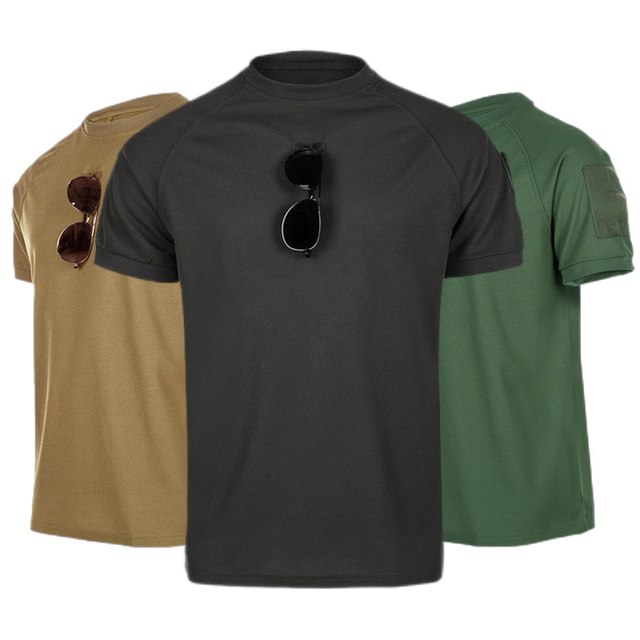  Men's Hunting T-shirt Tee shirt Tactical Military Shirt Outdoor Ultra Light (UL) Ventilation Fast Dry Breathable Spring Summer Solid Colored Top Polyester Short Sleeve Camping / Hiking Hunting Fishing