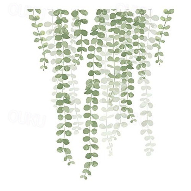 Removable Green Plant Wall Stickers DIY Green Leaves Wall Decals