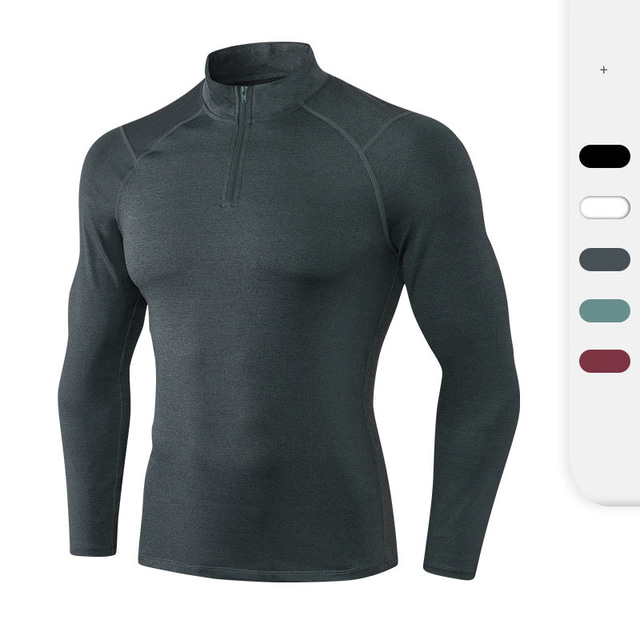  YUERLIAN Men's Turtleneck Yoga Top Winter Zipper Solid Color White Black Yoga Fitness Gym Workout Top Long Sleeve Sport Activewear Reflective Logo High Impact Breathable Stretchy Slim / Quick Dry