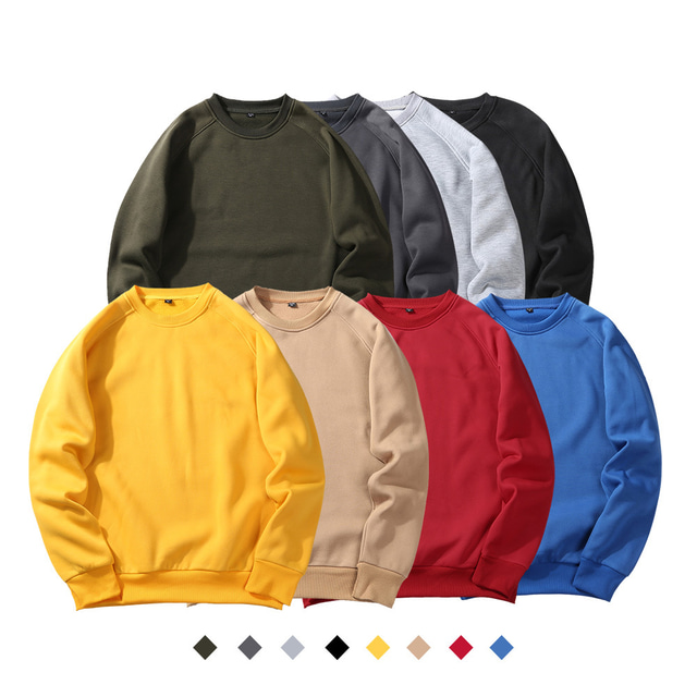  Men's Sweatshirt ArmyGreen Black Yellow Red Khaki Round Neck Solid Colored Daily Streetwear Clothing Apparel Hoodies Sweatshirts 