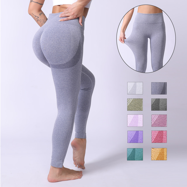  Women's Sports Gym Leggings Yoga Pants High Waist Spandex Light Purple Earth Yellow Green Winter Tights Leggings Solid Color Tummy Control Butt Lift Quick Dry Scrunch Butt Seamless Clothing Clothes