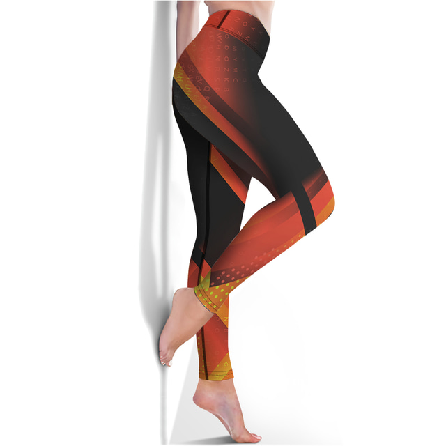  Mujer Leggings mallas Sports Gym Leggings Pantalones de yoga Licra Rojo Calzas Cortas Geometría Control de barriga Levantamiento de tope ropa Yoga Aptitud física Entrenamiento de gimnasio Corriendo