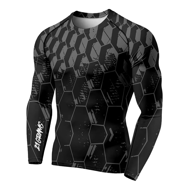  21Grams® Men's Long Sleeve Compression Shirt Running Shirt Top Athletic Athleisure Spandex Breathable Quick Dry Moisture Wicking Fitness Gym Workout Running Active Training Exercise Sportswear Normal