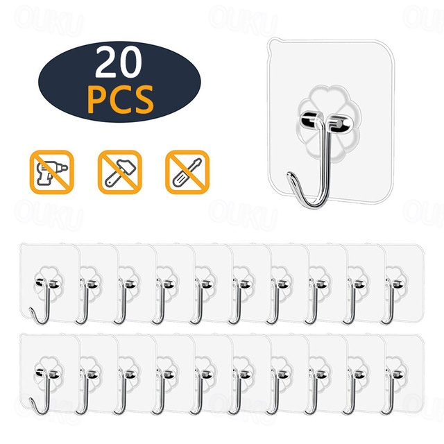  20Pcs Transparent Strong Self Adhesive Door Wall Hangers Hooks Suction Heavy Load Rack Cup Sucker for Kitchen Storage Garlands Towel Hanging Hooks