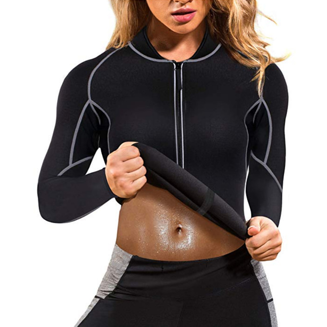  Trainingsshirt met zweet taille Sport neopreeni Yoga Fitness Training&Fitness Rits Gewichtsverlies Vetverbrander Heet zweet Voor Dames Heren