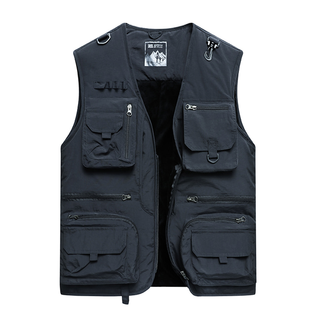  Men's Fishing Vest Outdoor Sleeveless Multi-Pockets Breathable Lightweight Vest / Gilet Autumn / Fall Winter Spring Fishing Photography Traveling Light Red Army Green Grey