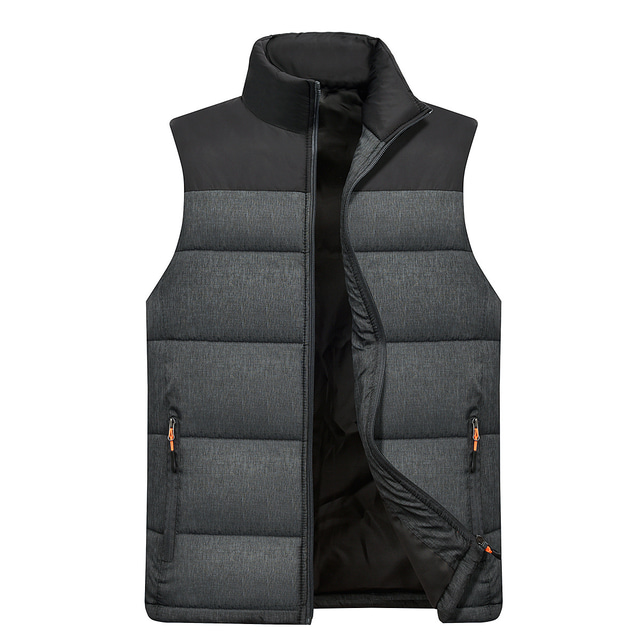  Men's Hiking Vest Quilted Puffer Vest Down Vest Down Winter Outdoor Thermal Warm Windproof Lightweight Breathable Winter Jacket Trench Coat Top Skiing Fishing Climbing Grey Black Red