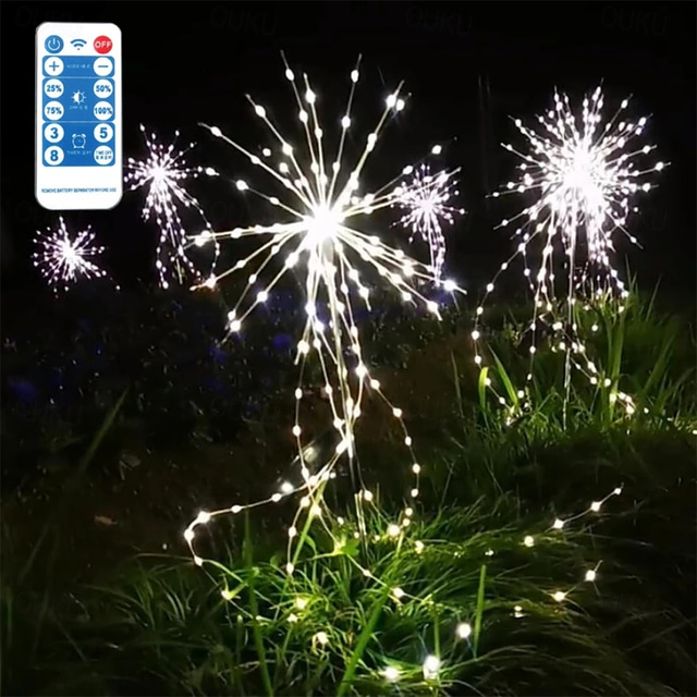  Solar Firework Lights Outdoor Garden 200LEDs Dandelion Fireworks Lamp Flash String Light for Garden Lawn Landscape Xmas Lights