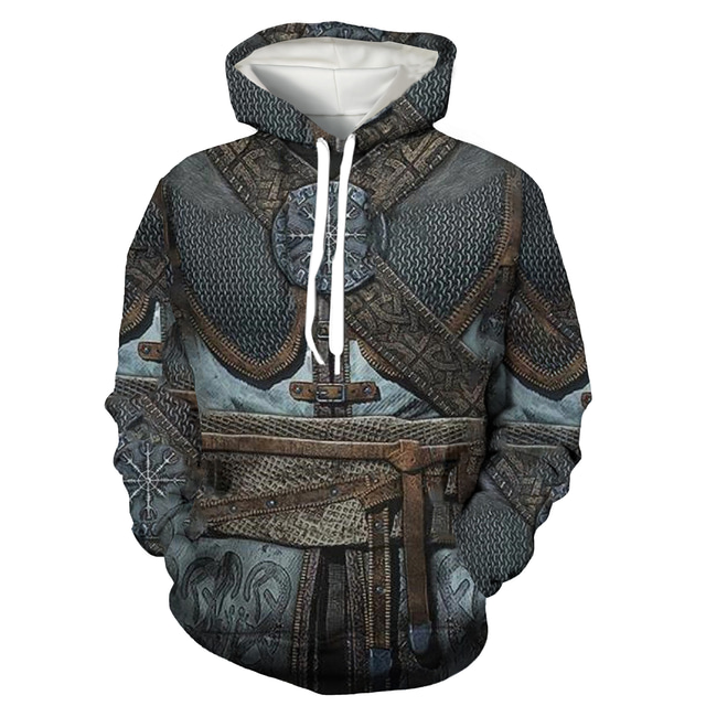  Wikingowie Wiking Kostium Cosplay Bluza z Kapturem Anime Nadruk 3D Drukowanie Harajuku Graficzny Na Męskie Damskie Dla dorosłych Powrót do szkoły Druk 3D