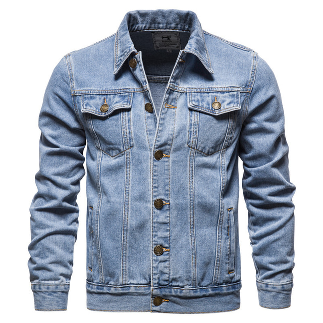  Men's Jacket Denim Jacket Jeans Regular Pocket Coat Blue Navy Blue Light Blue Casual Daily Fall Zipper Stand Collar Regular