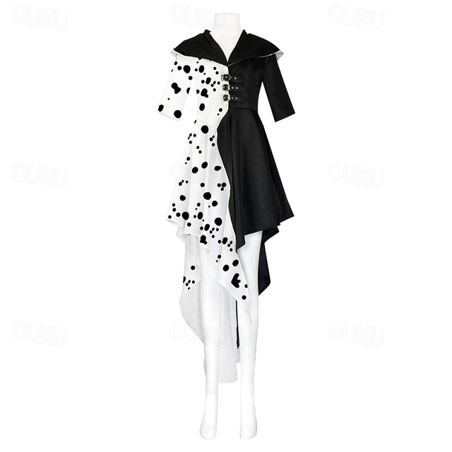  One Hundred and One Dalmatians Cruella De Vil Cosplay Costume Outfits Party Costume Women's Movie Cosplay Vintage Fashion Cute Carnival Masquerade