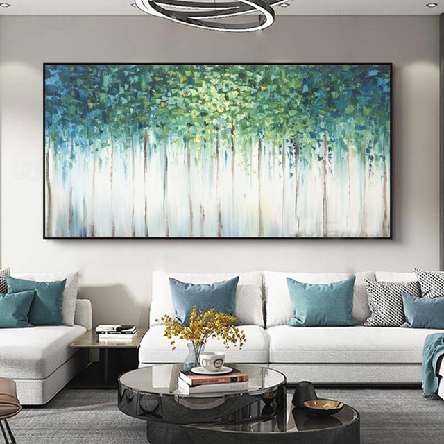  Oil Painting Handmade Hand Painted Wall Art Abstract Plant Floral Green Forest Home Decoration Decor Rolled Canvas No Frame Unstretched