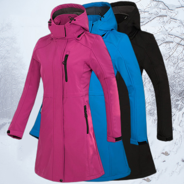  Jaqueta longa impermeável para mulheres esqui de inverno esqui ao ar livre caminhadas lazer esportes jaqueta de lã corta-vento térmico quente outwear trekking casaco corta-vento casaco com capuz superior