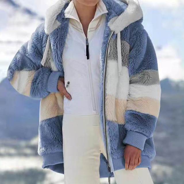  Men's Coat Teddy Coat Party Going out Fall Winter Regular Coat Zipper V Neck Regular Fit Windproof Warm Elegant Casual Jacket Long Sleeve Color Block Fur Trim Lace up Khaki Black Light Blue / Pocket