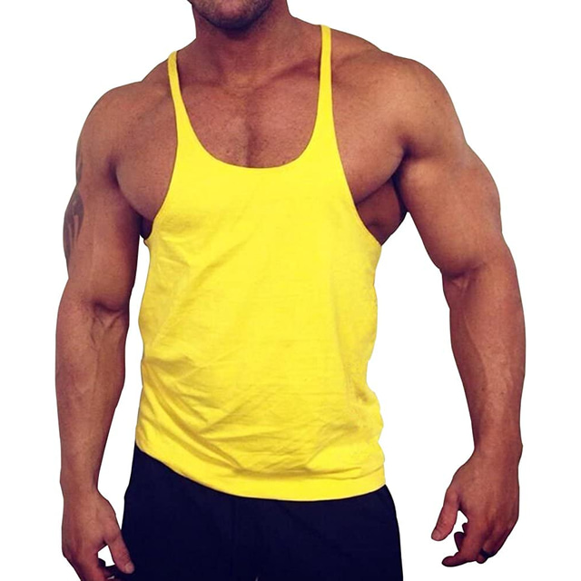  mænds bodybuilding stringer tanktoppe y-back gym fitness t-shirts (marineblå, 2xl)