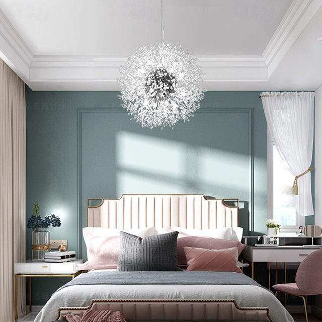  40/50/55/60 cm led pingente luz sputnik design globo design metal estilo moderno estilo floral globo galvanizado artístico moderno 220-240v