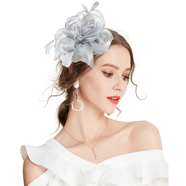  Fascinators Headpiece Tulle Tea Party Horse Race Ladies Day Elegant Retro With Feather Flower Headpiece Headwear dress to impress Race Day Dress