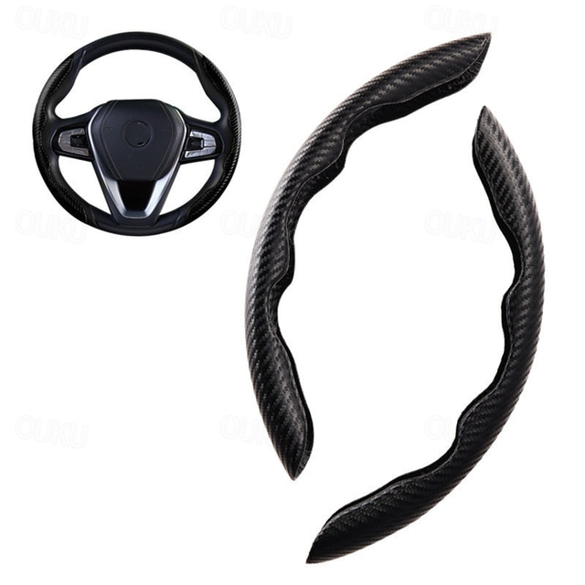  Steering Wheel Covers Carbon Fiber Pattern Steering Wheel Cover for Women&Man,Safe and Non Slip Car Accessory Blue / Blushing Pink / Black For Universal All Years