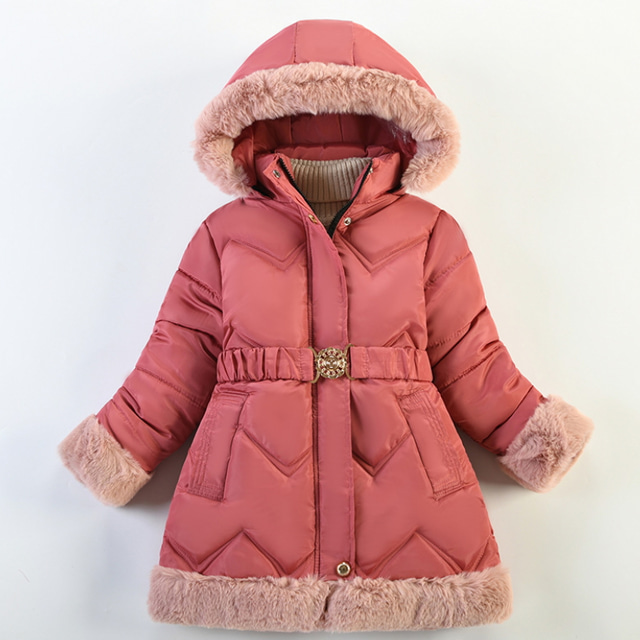 Girls' 3D Kids Puffer Jacket Plain Down Jacket Coat Puffer Jacket Long Sleeve Winter Cute Adorable Kids 3-10 Years Daily Regular Fit