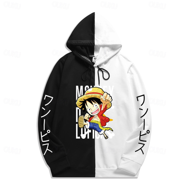  One Piece Monkey D. Luffy Hoodie Anime Cartoon Anime Harajuku Graphic Kawaii For Couple's Men's Women's Adults' Back To School Hot Stamping
