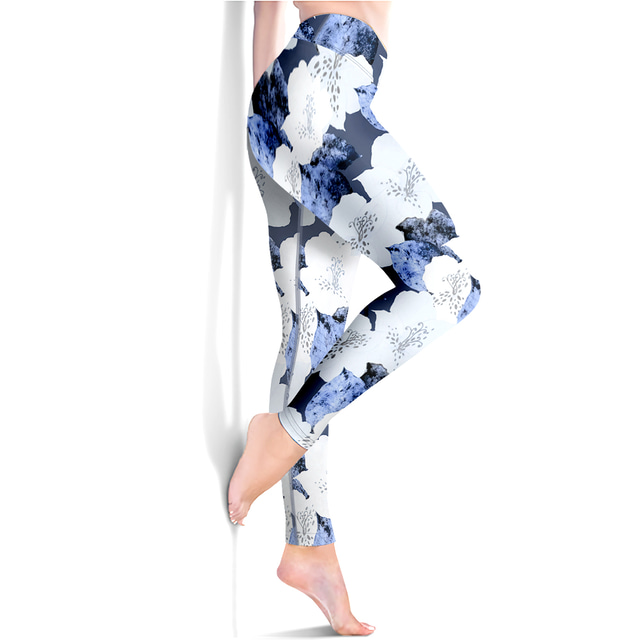  Femme Legging Gym Legging Sport Pantalon de yoga Spandex Rouge Bleu Jambières courtes Floral Contrôle du Ventre Lifting des fesses Vêtements Yoga Aptitude Exercice Physique Fonctionnement