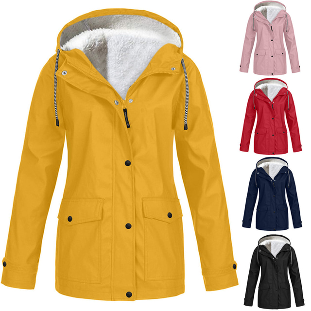  jachetă de ploaie pentru femei pelenă de ploaie cu glugă parka jachetă de iarnă fleece în aer liber, impermeabilă, rezistentă la vânt, haină ușoară, caldă, hanorace, îmbrăcăminte exterioară, hanorac, pardesiu, schi, pescuit, ocazional