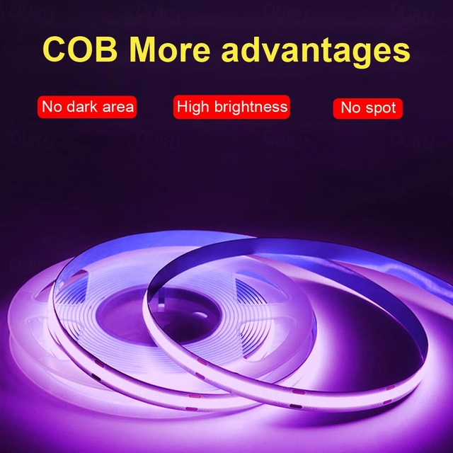 Bluetooth Colorwave Led 32.8ft 10m COB Bluetooth LED Smart Strip LightsDecor Music Sync RGB APP ...