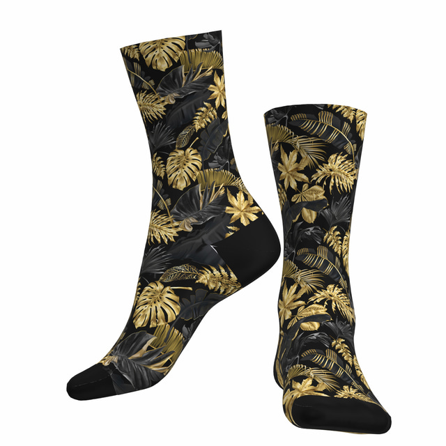  Men's Women's Socks Cycling Socks Bike / Cycling Breathable Soft Comfortable 1 Pair Floral Botanical Cotton Khaki S M L