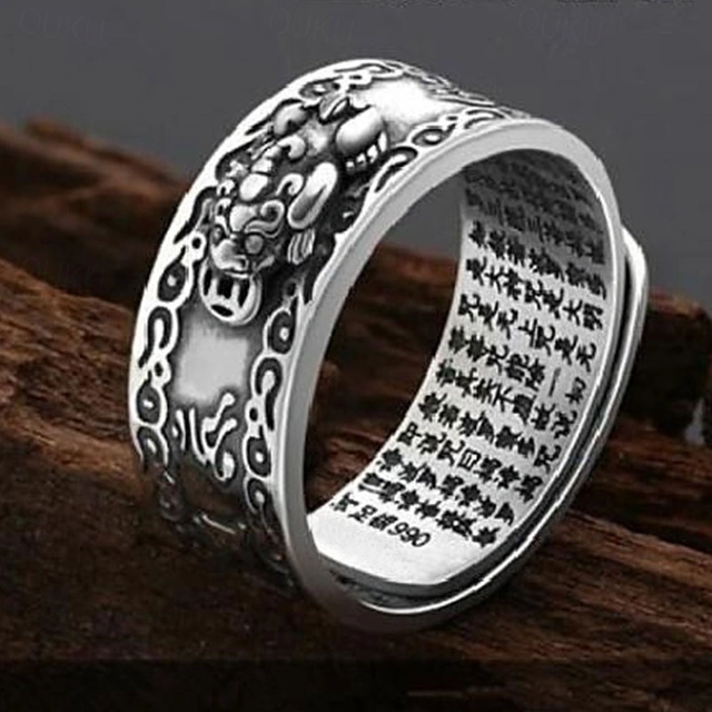 male female feng shui pixiu mantra protection wealth ring amulet