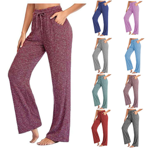  Women's Yoga Pants Side Pockets Drawstring Pants Bottoms Solid Color Purple Black Pink Yoga Fitness Gym Workout Summer Sports Activewear Micro-elastic Loose / Athletic / Athleisure