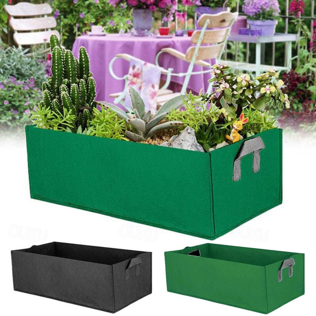  Fabric Raised Garden Bed Square Felt Garden Flower Grow Bag Vegetable Planting Bag Planter Pot with Handles Planting Bag