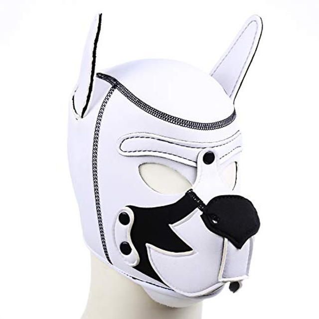  teljes arcmaszk kutya kölyök kapucni fehér sisak levehető száj cosplay jelmez buli kellékek (fehér)