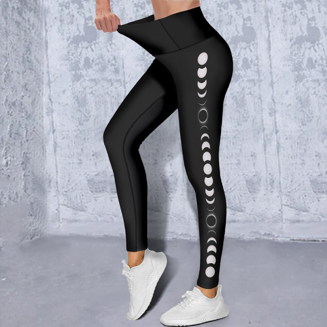  Women's Leggings Sports Gym Leggings Yoga Pants Spandex Black Summer Cropped Leggings Graphic Tummy Control Butt Lift Clothing Clothes Yoga Fitness Gym Workout Running / High Elasticity / Athletic