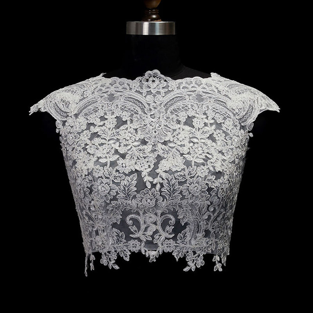  Chal y Mantón Chales Estolas de Señora Bolero Sensual Nupcial Sin Mangas Encaje Velos de Boda Con Botón Para Boda Primavera verano