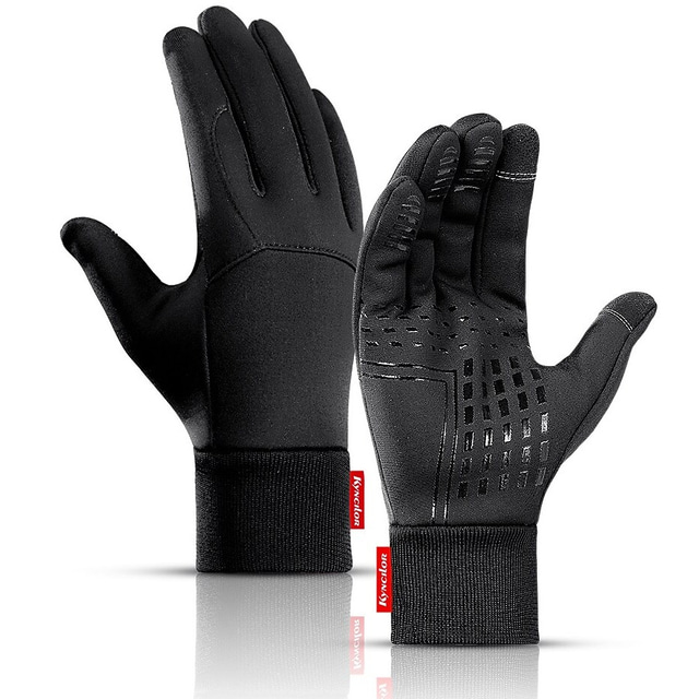  Winter Gloves Bike Gloves / Cycling Gloves Touch Gloves Anti-Slip Waterproof Windproof Warm Full Finger Gloves Sports Gloves Fleece Black Grey for Adults' Cycling / Bike