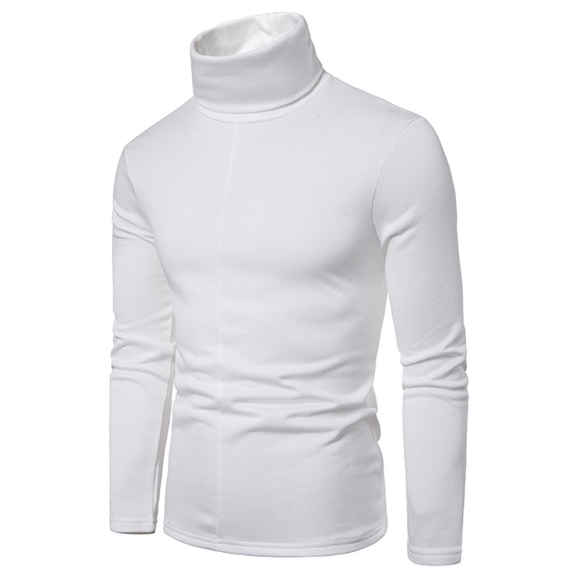  Men's T shirt Tee Turtleneck shirt Long Sleeve Shirt Rolled collar Casual Long Sleeve Clothing Apparel Distressed Essential